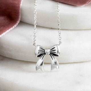 Nina Designs Sterling Silver Ribbon Bow Necklace