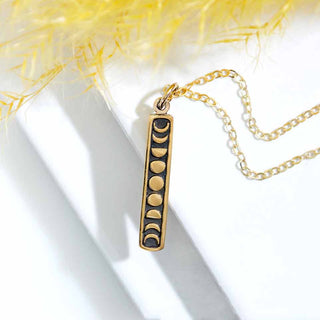 Nina Designs Bronze Vertical Moon Phase Necklace on Gold Filled Chain