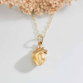 Nina Designs Bronze 3D Anatomical Heart Necklace with gold fill chain