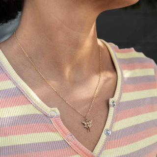 Bronze Luna Moth Necklace on Neck