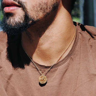 Bronze Pegasus Coin Charm Necklace on Neck