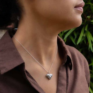 Woman wearing Sterling Silver Hammered Heart Locket on Silver Chain 