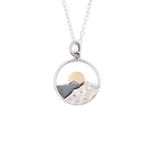 Nina Designs Sterling Silver Mountain Necklace with Bronze Sun