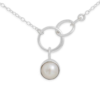 Sterling silver Circle of Life Necklace with Pearl on white background