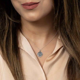 Sterling Silver Bee Wax Seal Necklace on Woman