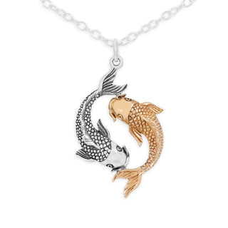Nina Designs Sterling Silver and Bronze Double Koi Fish Necklace