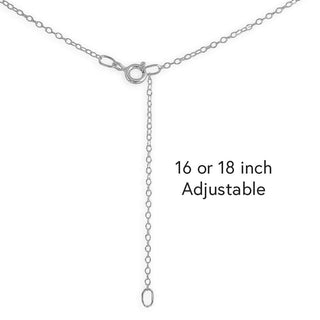 Silver necklace with an adjustable chain on a white background