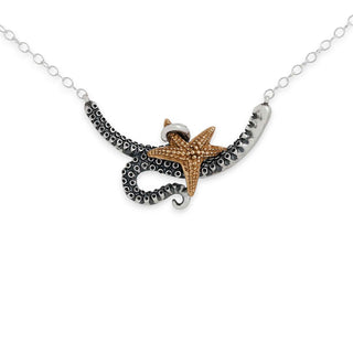 Necklace with starfish and octopus design on a white background