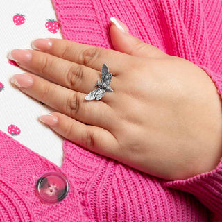 Sterling Silver Deaths Head Hawkmoth Ring on Hand
