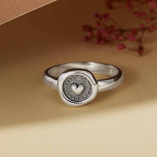 Sterling Silver Heart in Wax Seal Ring