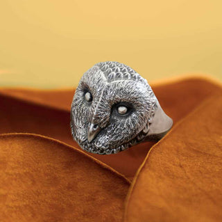 Nina Designs Sterling Silver Owl Head Ring