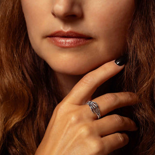 Sterling Silver Skeleton Hand Ring on model hand