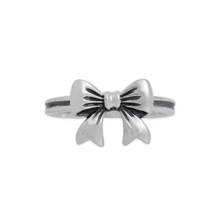 Sterling Silver Bow Ring on white background