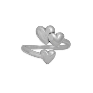 Three Hearts Adjustable Ring on white background