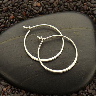 Nina Designs Sterling Silver 20mm Half Hammered Hoop Earrings