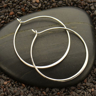 Nina Sterling Silver 30mm Half Hammered Hoop Earrings
