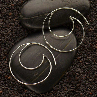 Large Wave Hoop Earrings in sterling silver, 34x35mm - Nina Designs