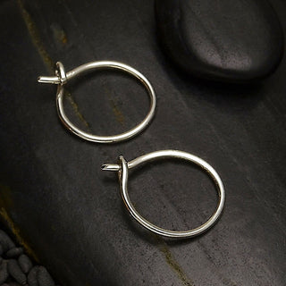 Nina Designs Sterling Silver 11mm Half Hammered Hoop Earrings