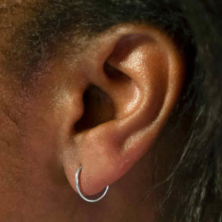 Sterling Silver Half Hammered 11mm Hoop Earrings