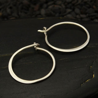 Sterling Silver Half Hammered 20mm Hoop Earrings