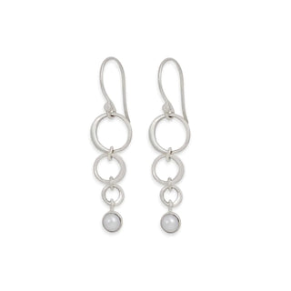 Circle of Life Earrings with Pearl on white background