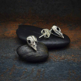 Nina Designs Sterling Silver Small Bird Skull Post Earrings