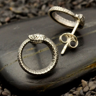 Nina Designs Sterling Silver Snake Ouroboros Post Earrings