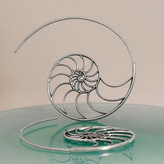 Sterling Silver Nautilus Shell Hoop Earrings 