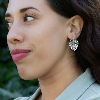 Monstera Leaf Hook Earrings