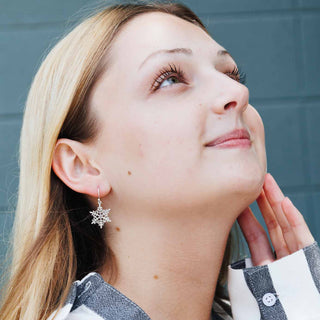 Sterling Silver Snowflake Earring on Woman