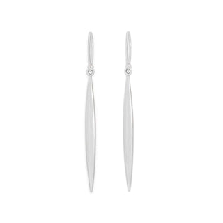 Sterling silver Long Pod Dangle Earrings on white background