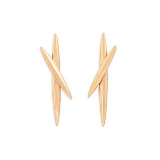 Bronze Crossed Pods Post Earrings on white background