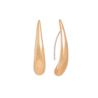 Bronze Long Teardrop Hook Earrings on white background