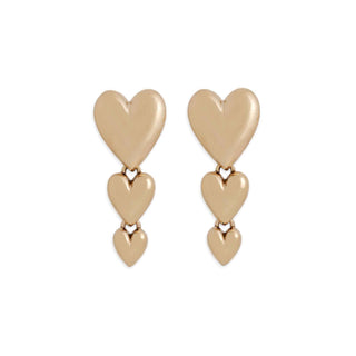 Cascading Hearts Stud Earrings on white background