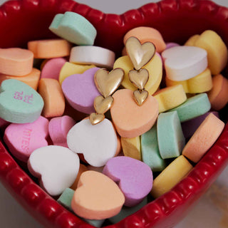 Cascading Hearts Stud Earrings