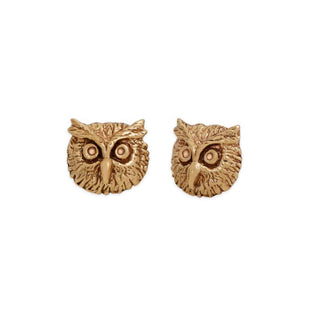 Bronze Owl earrings on white background