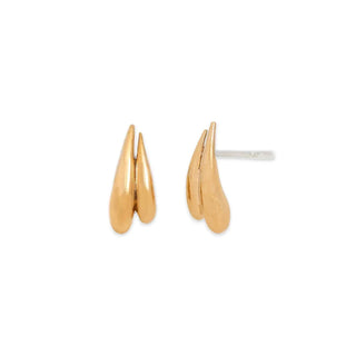 Bronze Double Teardrop Post Earrings on white background