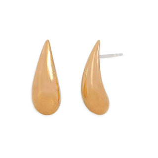 Bronze Curved Teardrop Post Earrings on white background
