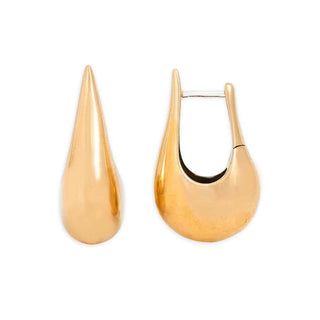 Bronze Large Teardrop Huggie Hoops on white background