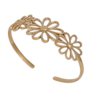 Bronze Bracelet with floral designs on a white background