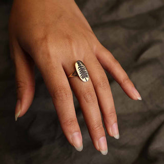 Bronze Etched Pine Tree Ring on model