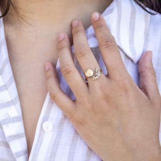 Sterling Silver or Bronze Adjustable Moon and Bat Ring