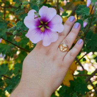 Bronze Owl Ring on hand