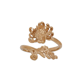 Bronze Adjustable Chrysanthemum Ring on white background