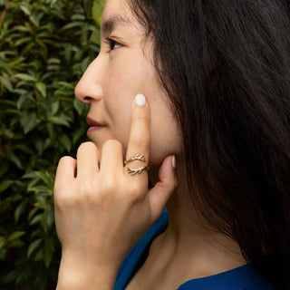 Bronze Antler Ring on Hand