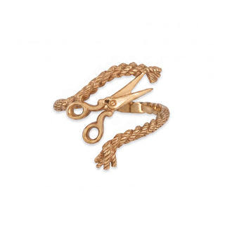 Bronze Adjustable Yarn and Scissor Ring