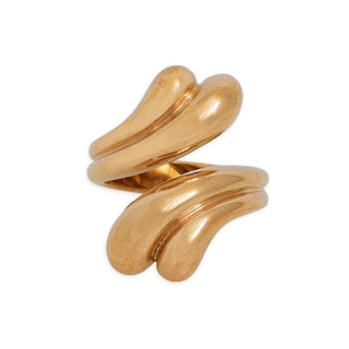 Bronze Double Teardrop Ring on white background