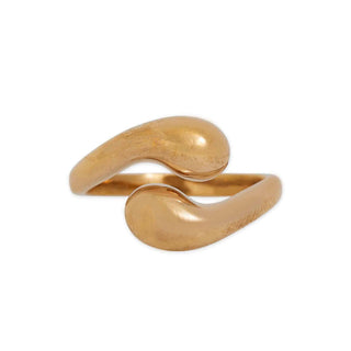 Bronze Adjustable Teardrop Swirl Ring on white background