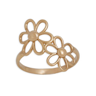 Bronze daisy floral ring on a white background