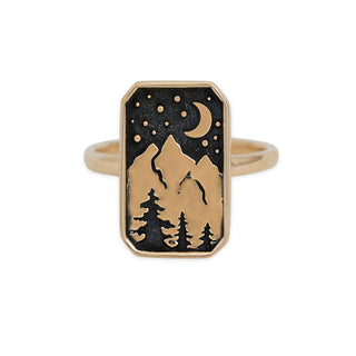 Bronze Mountain Range Ring on white background